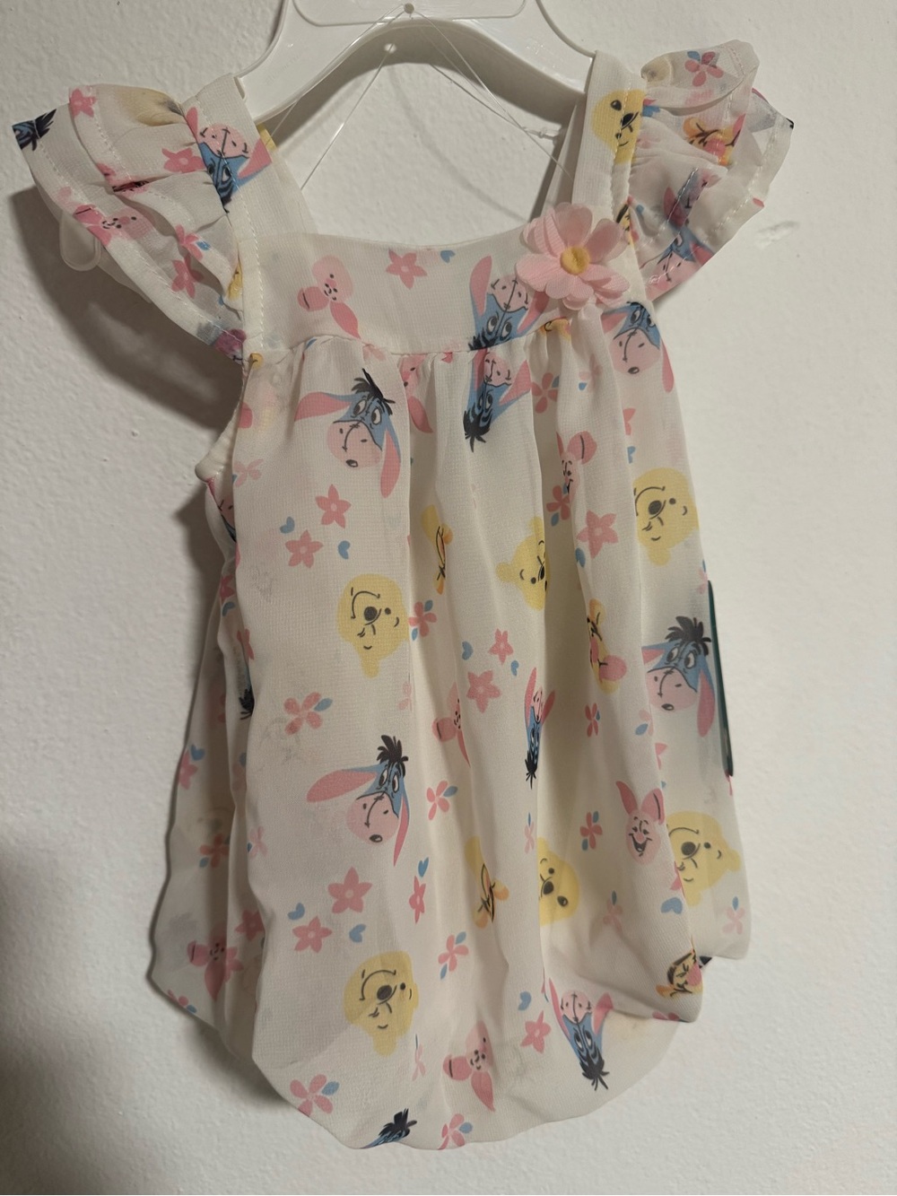 Disney Cream Floral & Character Ruffle Sleeve Tank